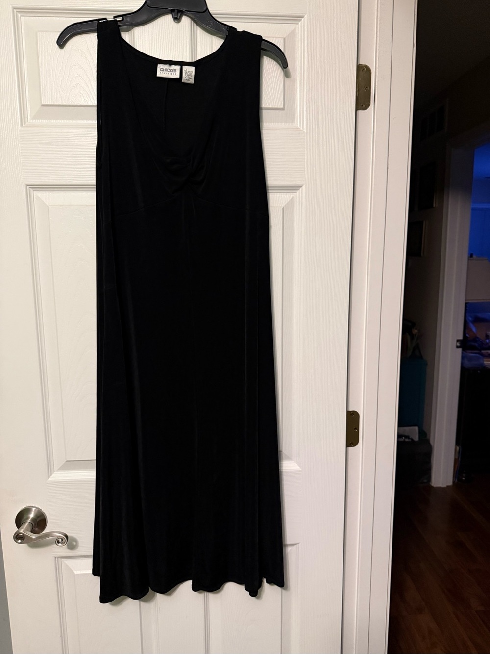 Chico's Black Sleeveless A-Line Dress with Subtle Neckline